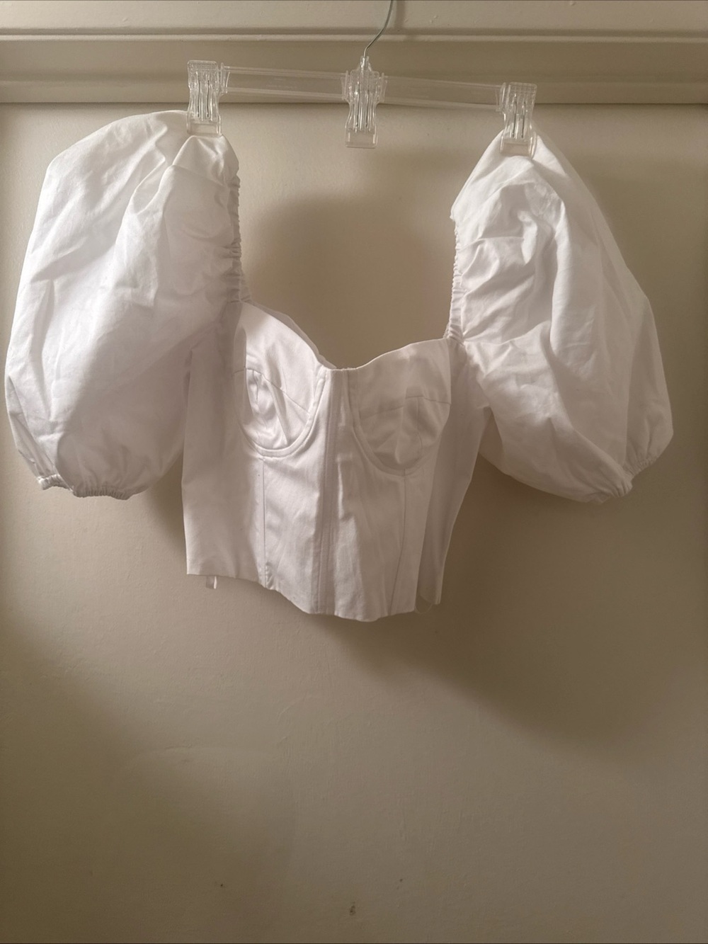 autumn adeigbo white structured corset crop top sz 6 white